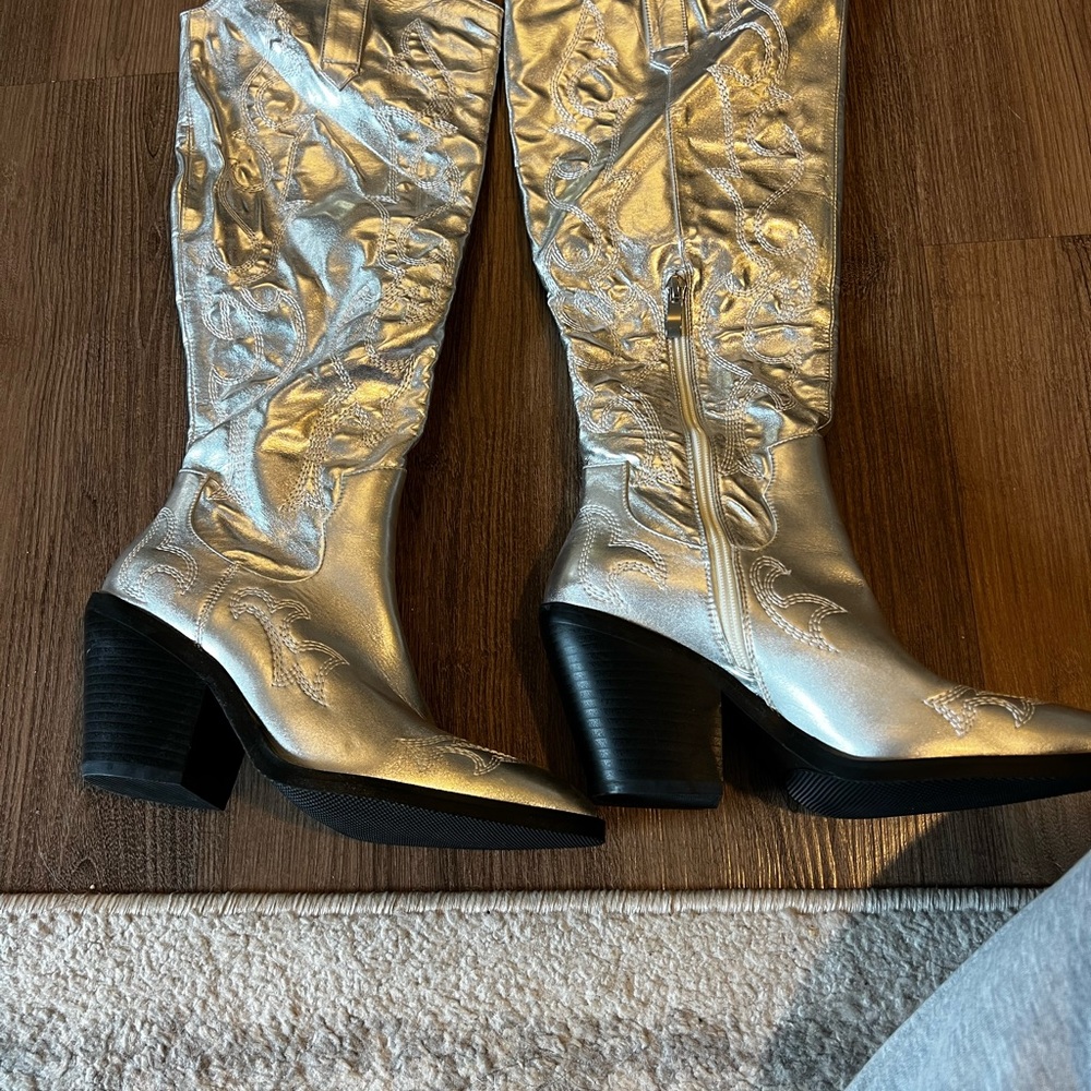Princess Polly Silver Heeled Boots